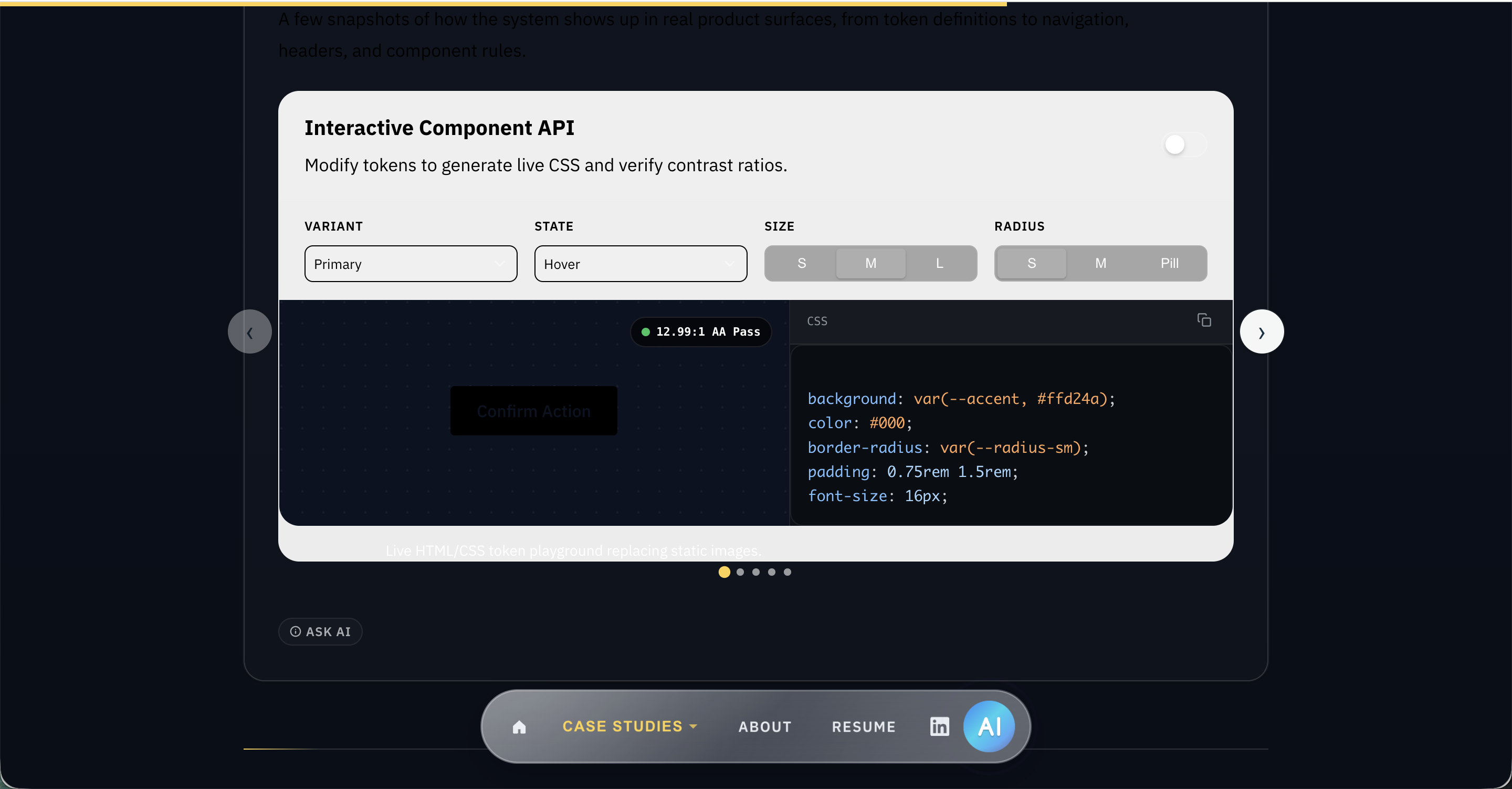 Reusable interactive component used across case study pages