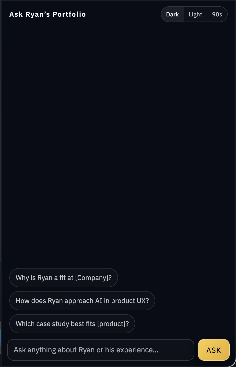 Chat widget in the previous version of the portfolio